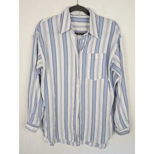 Le Bain for Molly Bracken Top Blouse Striped Button Front Blue White Size S